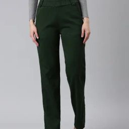 SHOWOFF Olive Straight Fit Mid Rise Trousers-image-10
