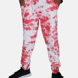 Kiddopanti Kids Red & White Tie Dye Trackpants-image-0