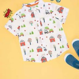 Pantaloons Baby Boys Bright White Cotton Printed Shirts-image-93