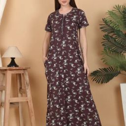 Sweet Dreams Brown Floral Printed Gown-image-83