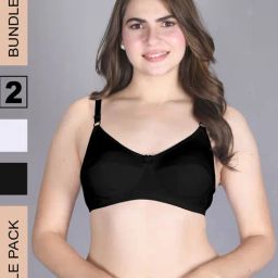Lux Venus Black & White Full Coverage Non-Wired Everyday Bra With Adjustable Strap - Pack of 2-picture-26