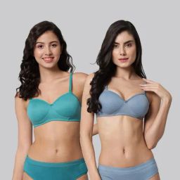 AROUSY Blue Cotton Bra Panty Set - Pack Of 2-image-28