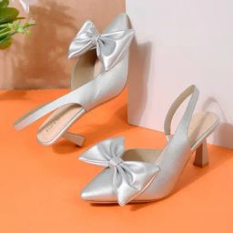 Flat N Heels Women's Silver Sling Back Stilettos-image-48