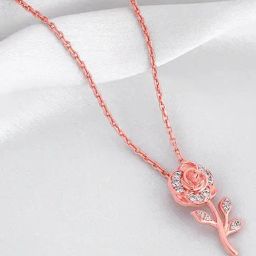 GIVA 925 Silver Rose Gold Roseate Pendant with Link Chain-image-26