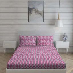 Living Scapes by Pantaloons Pink Queen Flat Bedsheet Set-image-43