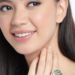 Zaveri Pearls Enamelling Green Kundan & Pearls Traditional Finger Ring-ZPFK9621-11