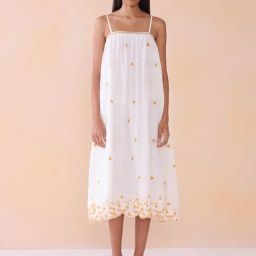Ancestry White Cambric Embroidery Sleeveless Midi Dress-image-87
