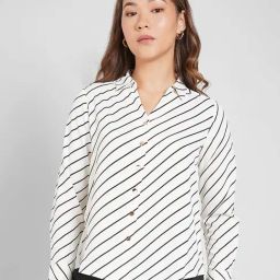 Annabelle By Pantaloons Snow White Regular Fit Striped Shirt-image-60