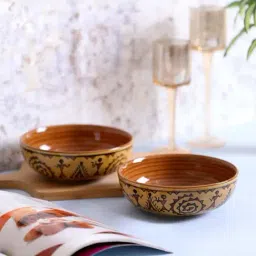 VarEesha Brown Ceramic Serving Bowls (500 ml) - Set of 2-30