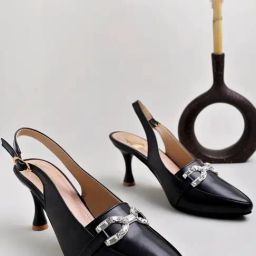 Shoetopia Kids Black Back Strap Stilettos-image-82