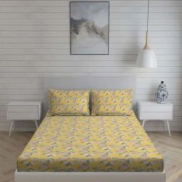 Living Scapes by Pantaloons Yellow King Flat Bedsheet Set-image-65