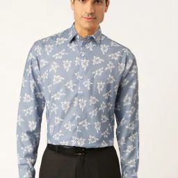 Jainish Blue Cotton Regular Fit Printed Shirt-image-43