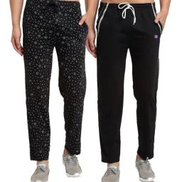 Vimal Jonney Black Regular Fit Printed Trackpants - Pack of 2-image-87
