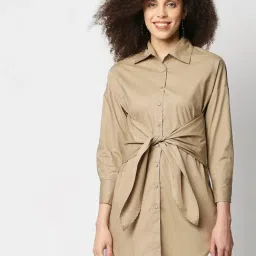 Remanika Beige Regular Fit Longline Shirt-16