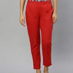 YASH GALLERY Red Mid Rise Pants-picture-21