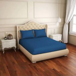 Welspun Restora Navy Cotton 150 TC Reversible Double Bedsheet with 2 Pillow Covers-image-42