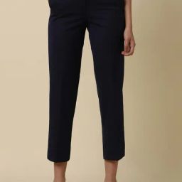 Allen Solly Navy Chequered Cropped Trousers-picture-10