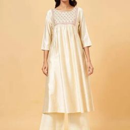 Rangmanch by Pantaloons Beige Embroidered A Line Kurta-44