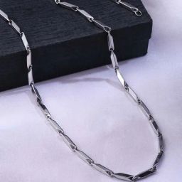 NVR Rhodium-Plated Stainless Steel Bohemian Chain for Men-image-4