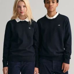 GANT Blue Regular Fit Solid Sweater-image-91