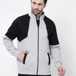 Kalt Light Grey & Black Colour-Block Jacket-picture-45