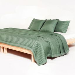 Zarf Green Striped Microfiber AC Room 400 GSM Double Bed Comforter-26