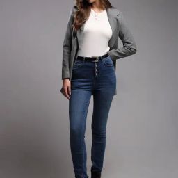 Vero Moda Blue Cotton Skinny Fit High Rise Jeans-image-37