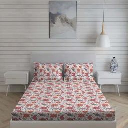 Living Scapes by Pantaloons Pink King Flat Bedsheet Set-image-97