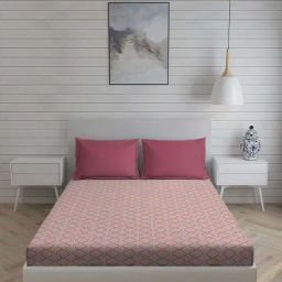 Living Scapes by Pantaloons Pink King Flat Bedsheet Set-image-44