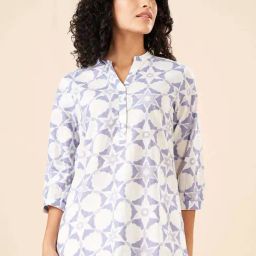Akkriti by Pantaloons Blue Cotton Printed A Line Short Kurti-picture-23