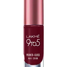 Lakme 9to5 Primer + Gloss Nail Color Smokey Crimson - 6 gm-image-30