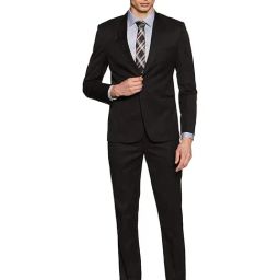 ManQ Black Slim Fit Notch Lapel Two Piece Suit-image-17