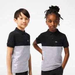 Lacoste Kids Black & Grey Color Block Polo T-Shirt-image-73
