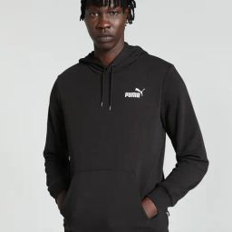 Puma Essentials Black Regular Fit Logo Print Hooded Sweatshirt-25
