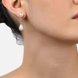 Zaveri Pearls Set of 3 Rose Gold Contemporary Pearl Drop Earrings-ZPFK13470 image 3