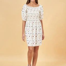 People by Pantaloons Whisper White Printed A-Line Dress-image-67