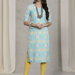 7Threads Selection Of 6 Floral Printed Round Neck Straight Kurtas-image-91
