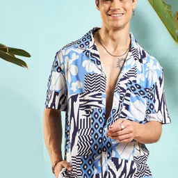 MASCLN SASSAFRAS Unisex Relaxed Animal Opaque Printed Casual Shirt-picture-34