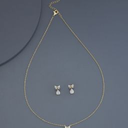 Kushal's Fashion Jewellery Gold-Plated CZ-Studded Necklace and Earrings-40