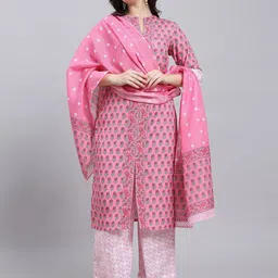 Anouk Rustic Women Floral Printed Mandarin Collar Regular Kurta with Palazzos & Dupatta-25