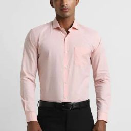Peter England Peach Slim Fit Texture Shirt-image-43