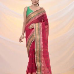 Arhi Fuchsia Cotton Polyblend Woven Design Saree-image-10