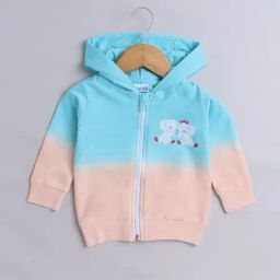 Bumzee Kids Blue & Peach Cotton Color Block Pattern Sweatshirt-image-95