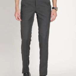 Turtle Grey Ultra Slim Fit Self Design Trousers-image-72