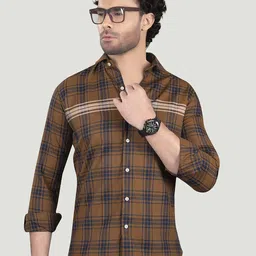 ALMATY Men Comfort Slim Fit Opaque Checked Casual Shirt-picture-43