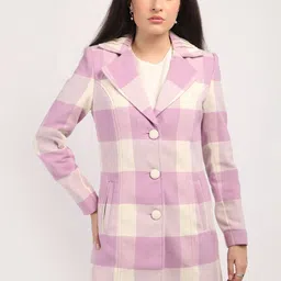 HONNETE Checked Notched Lapel Single-Breasted Hip-Length Winter Overcoat-picture-42