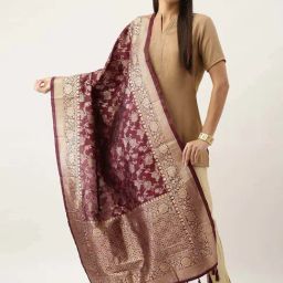Silk Land Purple Woven Pattern Dupatta-picture-16