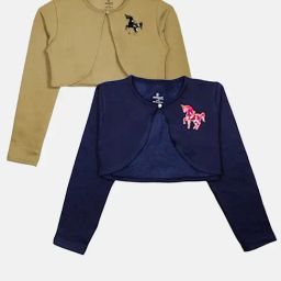 Kiddopanti Beige & Navy Regular Shrugs2 Shrug-image-93