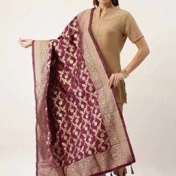 Silk Land Purple Woven Pattern Dupatta-picture-19
