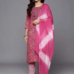 Varanga Pink Embroidered Kurta & Pant Set With Dupatta-image-2